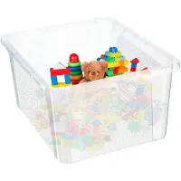 Kadax Rechthoekige opbergdoos met deksel, opbergcontainer, stapelcontainer, plastic doos, kunststof doos, ruimtebesparende opbergdoos (20 l, transparant)