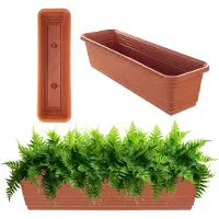 Kadax Bloembak 60 cm, baksteenrood  balkonpot van kunststof, weerbestendige plantenbak, bloempot, balustrade voor bloemen, kruiden en planten