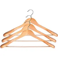 Kadax Kleerhangers van hout, voor kleding, overhemd, pak, broek, rok, 360° draaibare haak van metaal, garderobehanger met antislip brug, kostuumhanger, jashanger (3)