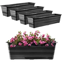 Kadax Set 4 x 60 cm bloembak, balkonpot van kunststof, weerbestendige plantenbak, bloempot, balustrade voor bloemen
