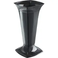 Kadax Grafvaas met sokkel, begraafplaats vaas van kunststof, bloemenvaas voor grafsteen, grafdecoratie, grafdecoratie, grafversiering, grafsteekvaas, staande vaas voor het graf (grafiet/hoog)