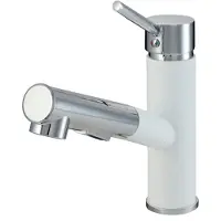 Kadax GOSPO Keukenkraan, eengreepsmengkraan in drie kleurversies, uittrekbare wastafelarmatuur van messing, kraan voor keuken of badkamer, mengkraan (wit)