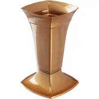 Kadax Grafvaas met sokkel, begraafplaatshoofvaas van kunststof, bloemenvaas voor grafsteen, grafdecoratie, grafsteekvaas, staande vaas voor het graf (goud/laag)