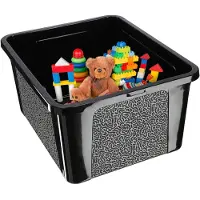 Kadax Rechthoekige opbergdoos met deksel, opbergcontainer, stapelcontainer, plastic doos, kunststof doos, ruimtebesparende opbergdoos (20 l, zwart)