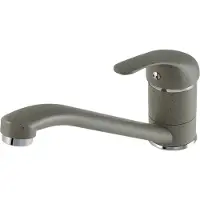 Kadax GOSPO Keukenkraan, zwarte kraan, eengreepsmengkraan voor keuken of badkamer, mengkraan met complete montageset, kraan voor huishoudelijke spoelbakken (grijs)
