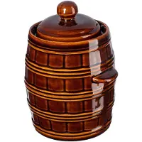 Kadax Steengoed pan, dichte keramische pot met watergoot en deksel, vaatwasmachinebestendige steengoedpan, gaarpan van keramiek, inlegpan voor komkommers (bruin, 3,2 l)