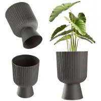 Kadax Bloempot in kelkvorm, plantenpot van kunststof in 2 maten, plantenbak in 5 kleuren voor balkon, terras, vensterbank, Pokal, plantenbak, plantenbak, sierpot (14 cm, antraciet)