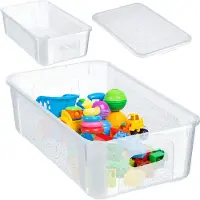 Kadax Rechthoekige opbergdoos met deksel, opbergcontainer, stapelcontainer, plastic doos, kunststof doos, ruimtebesparende opbergdoos (5 l, transparant)
