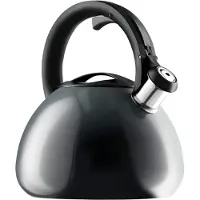 Kadax Theeketel, roestvrijstalen fluitketel, 3 liter waterkoker, retroketel in 3 verschillende kleuren, waterketel met ombre-effect, fluitketel (grijs)