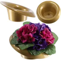 Kadax Ikebana Ikebana Kunststof vaas, bloempot, bloemenschaal, Japanse zonnebloemhouder voor zonnebloemen, Ikebana bloemenvaas, bloemstuk (diameter 11 cm, scheef goud)
