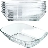 Kadax Glazen kom, 230 ml slakom van glas, vaatwasmachinebestendige fruitschaal, snackschaal voor maaltijden en feesten, glazen schaal voor het serveren van salade (14,3 x 10,5 cm, 6 stuks)