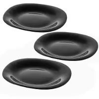 Kadax Zwarte dessertborden, vaatwasmachinebestendige bordenset, taartborden van versterkt glas, moderne ontbijtborden, platte borden voor cake (zwart/3 stuks)