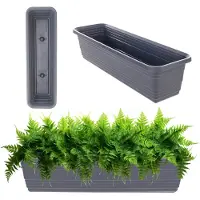 Kadax Plantenbak 60 cm antraciet balkonpot van weerbestendig kunststof bloempot voor bloemen, kruiden en planten