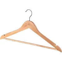 Kadax Kleerhanger met twee inkepingen van hout, garderobehanger voor kleding, overhemd, pak, broek, rok, 360° draaibare haak van metaal, ruimtebesparend, jashanger (1)