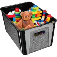 Kadax Rechthoekige opbergdoos met deksel, opbergcontainer, stapelcontainer, plastic doos, kunststof doos, ruimtebesparende opbergkist (17 l, zwart)