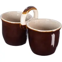 Kadax Schaal van aardewerk, dubbele serveerschaal met keramische laag, vaatwasmachinebestendige snackschaal, dessertkommen met twee vakken, kom voor vlees (2 x 1 l)