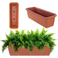 Kadax Bloembak 50 cm, baksteenrood  balkonpot van kunststof, weerbestendige plantenbak, bloempot, balustrade voor bloemen, kruiden en planten