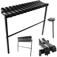 Kadax Begraafbank 91 cm, tuinbank met inklapbare constructie, ruimtebesparende zitbank voor buiten, bank van staal en kunststof voor tuin en begraafplaats