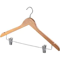 Kadax Kleerhanger van hout, met klemmen van metaal, twee inkepingen, 360° draaibare haak, garderobehanger voor kleding, broeken, overhemd, rok, pak, jashanger, antislip (1)