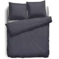 Eleganzzz Dekbedovertrek Uni Perkal Katoen Met Bies - antraciet 200x200/220cm