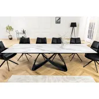 Invicta Uitschuifbare eettafel INFINITY 180-260cm wit keramiek marmer zwart metaal - 45180