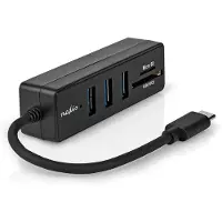 Nedis USB-hub: 1x USB-C, 3x USB-A-aansluiting - 5 poorten, USB 3.2 Gen 1, stroomvoorziening via USB, 5 Gbps, SD & MicroSD