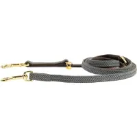 Kentucky 3-voudig Verstelbare Plaited Hondenlijn - Gevlochten - Nylon / Imitatieleder - Grijs - L - Breedte: 1,5 cm - Maximale lengte: 200 cm