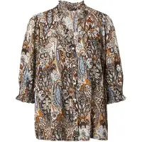 ONLY Blouse 'ONLRaya' lichtblauw / donkerbruin / oranje / wit