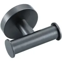 FortiFura Calvi Handdoekhaak - rond - dubbel - PVD - geborsteld gunmetal (antraciet) Double_Towelhook_GM