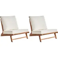 Beliani MICCIANO - Tuinstoel set van 2 - Gebroken wit - Acaciahout