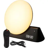 Nuvance Wake up light - Digitale Wekker - Nachtlamp - Slaapkamer - Slaaptrainer - met Geluiden - Speaker - Stemgestuurd