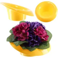 Kadax Ikebana Ikebana Kunststof vaas, bloempot, bloemenkom, Japanse zonnebloemhouder voor zonnebloemen, Ikebana bloemenvaas, bloemstuk (diameter 9 cm, schef, geel)