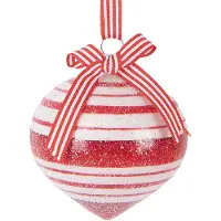Clayre & Eef Kerstbal Overig Ø 8x8 cm Rood Wit Glas Kerstballen