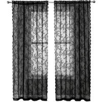 INF Zwarte kantgordijnen 2 stuks Black