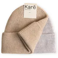 Kare Baby Muts - Baby Mutsje Unisex - 0-6 maanden - Zacht & Ademend Merino Wol - 2 Pack - Bon Beige & Mixed Grey