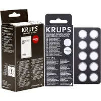 Krups , reinigingsset voor koffiemachines - ontkalkingsmiddel - ontkalkingstabletten 2x40g - 1x waterhardheidstest ANTICALC F054 - 1x reinigingsmiddel voor XS3000 koffiemachines, origineel