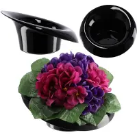 Kadax Ikebana Ikebana Kunststof vaas, bloempot, bloemenschaal, Japanse zonnebloemhouder voor zonnebloemen, Ikebana bloemenvaas, bloemstuk (diameter 11 cm, scheef zwart)