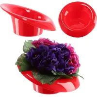 Kadax Ikebana Ikebana Kunststof vaas, bloempot, bloemenschaal, Japanse zonnebloemhouder voor zonnebloemen, Ikebana bloemenvaas, bloemstuk (diameter 9 cm, schef, rood)
