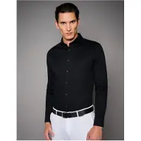 Desoto Luxury Tailored Fit Jersey overhemd zwart, Effen