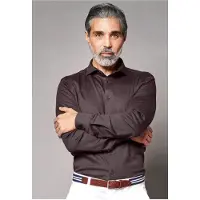 Desoto Luxury Tailored Fit Jersey overhemd bruin, Effen