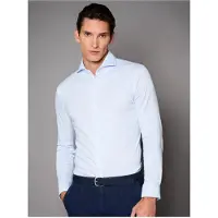 Desoto Luxury Slim Fit Jersey overhemd lichtblauw, Gestreept