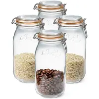 Le Parfait Voorraad/weckpot - 4x - glas - transparant - 25,2 x 8,5 cm - 2 L