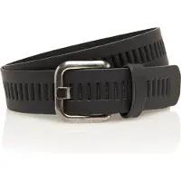 Timbelt Leren Gleufjes Riem 4 cm Zwart