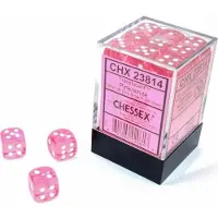 Chessex Translucent Pink/white D6 12mm Dobbelsteen Set (36 stuks)