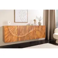 Invicta Massief dressoir SCORPION 180cm bruin hangend mangohout met 3D houtsnijwerk - 46647