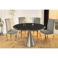 Invicta Ronde eettafel ELEGANCIA 130cm zwart marmer chroomstaal met onderstel - 45899