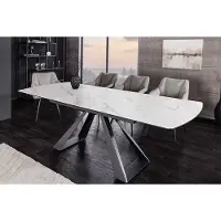 Invicta Uitschuifbare eettafel CONCORD 180-230cm wit keramiek marmer design zwart metaal - 46498
