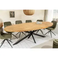 Invicta Massieve eettafel GALAXIE 240cm bruin mangohout ovaal zwart ijzeren sterframe - 45759