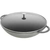 Staub Wok met glazen deksel Ø37 cm 5,7 L Grijs