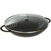 Staub Wok met glazen deksel Ø37 cm 5,7 L Zwart